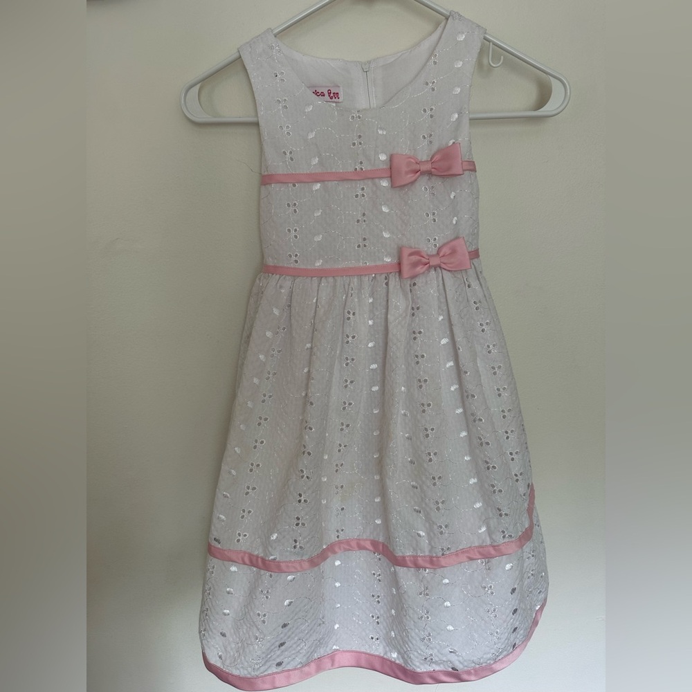 Jessica Ann White and Pink Sleeveless Sundress